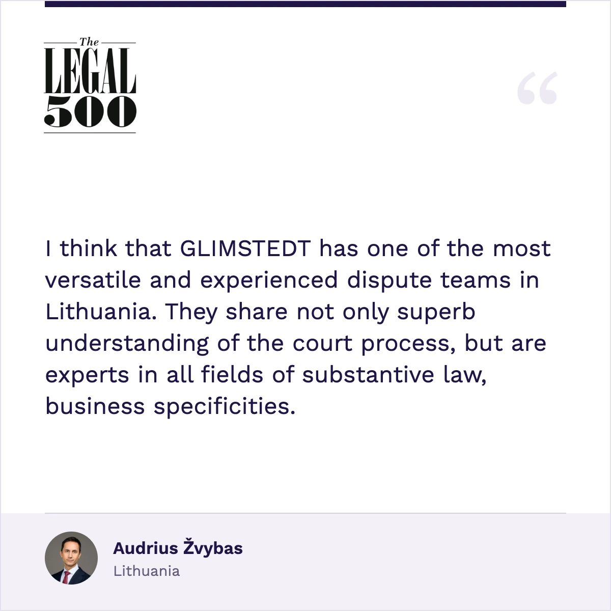 Audrius Žvybas – The Legal 500, citata 2